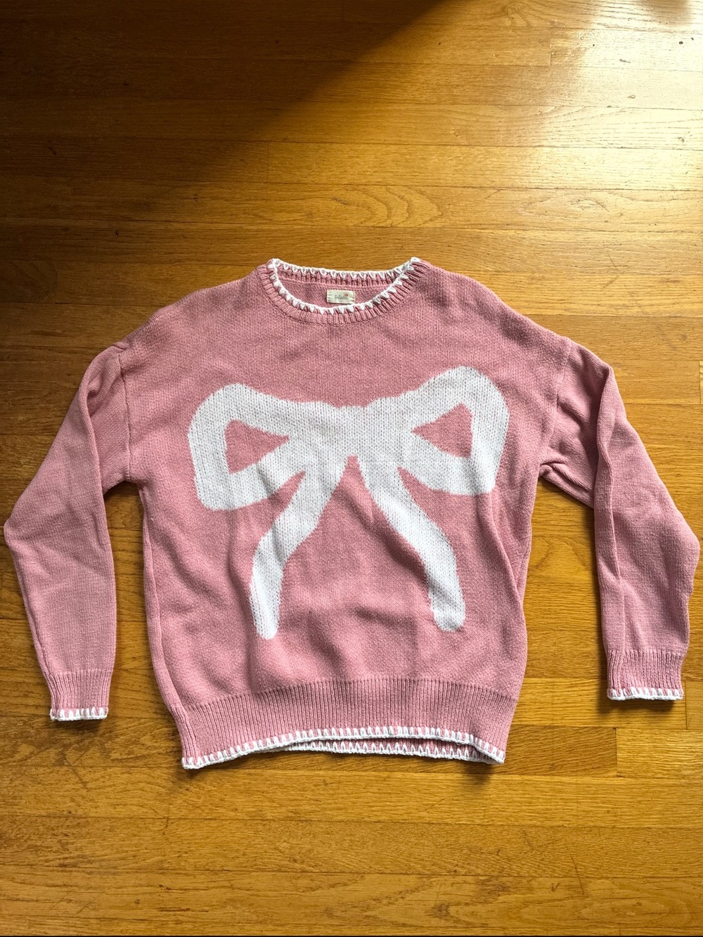 Tullabee Pink Bow Knit Sweater